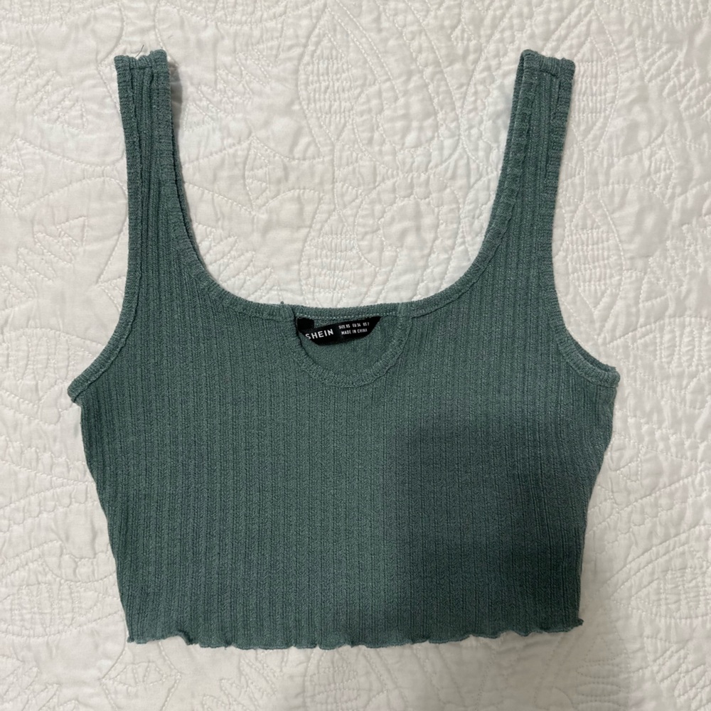 SHEIN Teal Ribbed Tank Top